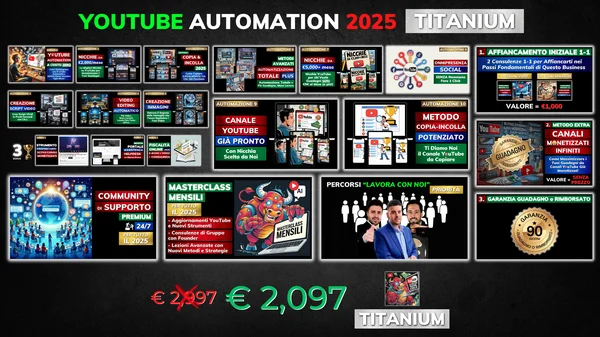 Miglior Business YouTube Automation 2025 TITANIUM – Mirco Delfino - copertina corso